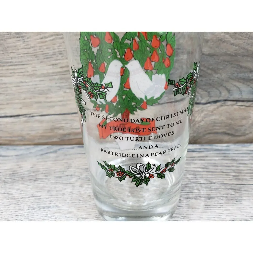 Indiana Glass Vintage 12 Days of Christmas Beverage Glass Day 2